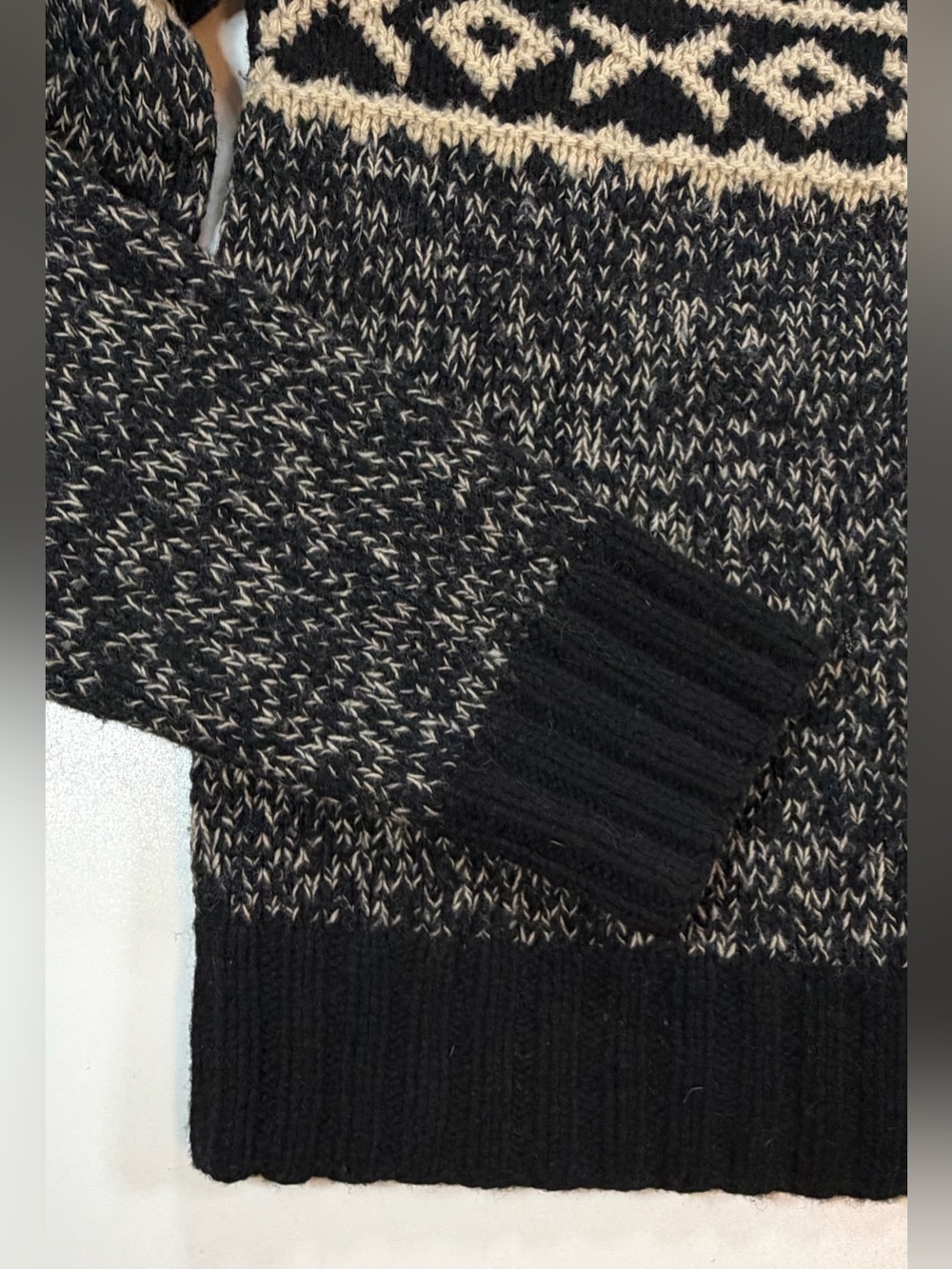 Ralph Lauren Sweater Hand Knit Snowflake Fair Isle Holiday Wool Silk Black Sz M - Picture 10 of 12